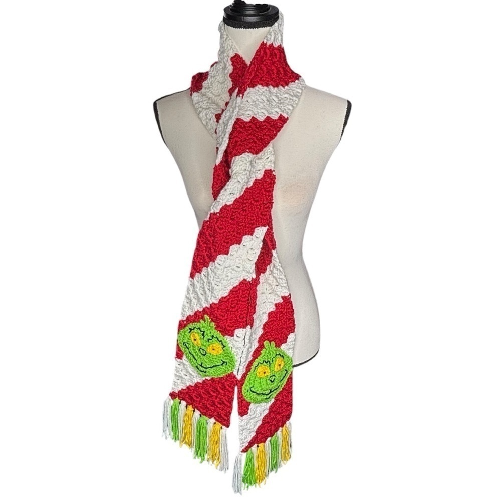 Handmade Scarf‎ Red White Candy Cane Stripe Handcrafted Christmas Holiday - Picture 6 of 16